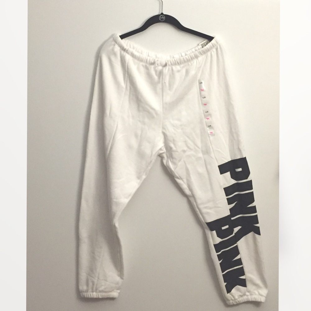 Pink- White with black logo classic pant